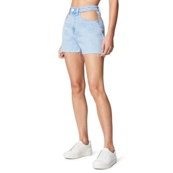 BLANKNYC Size 28 Reeve Nonstretch High Waist Cutout Cutoff Denim Shorts Blue - Picture 3 of 4